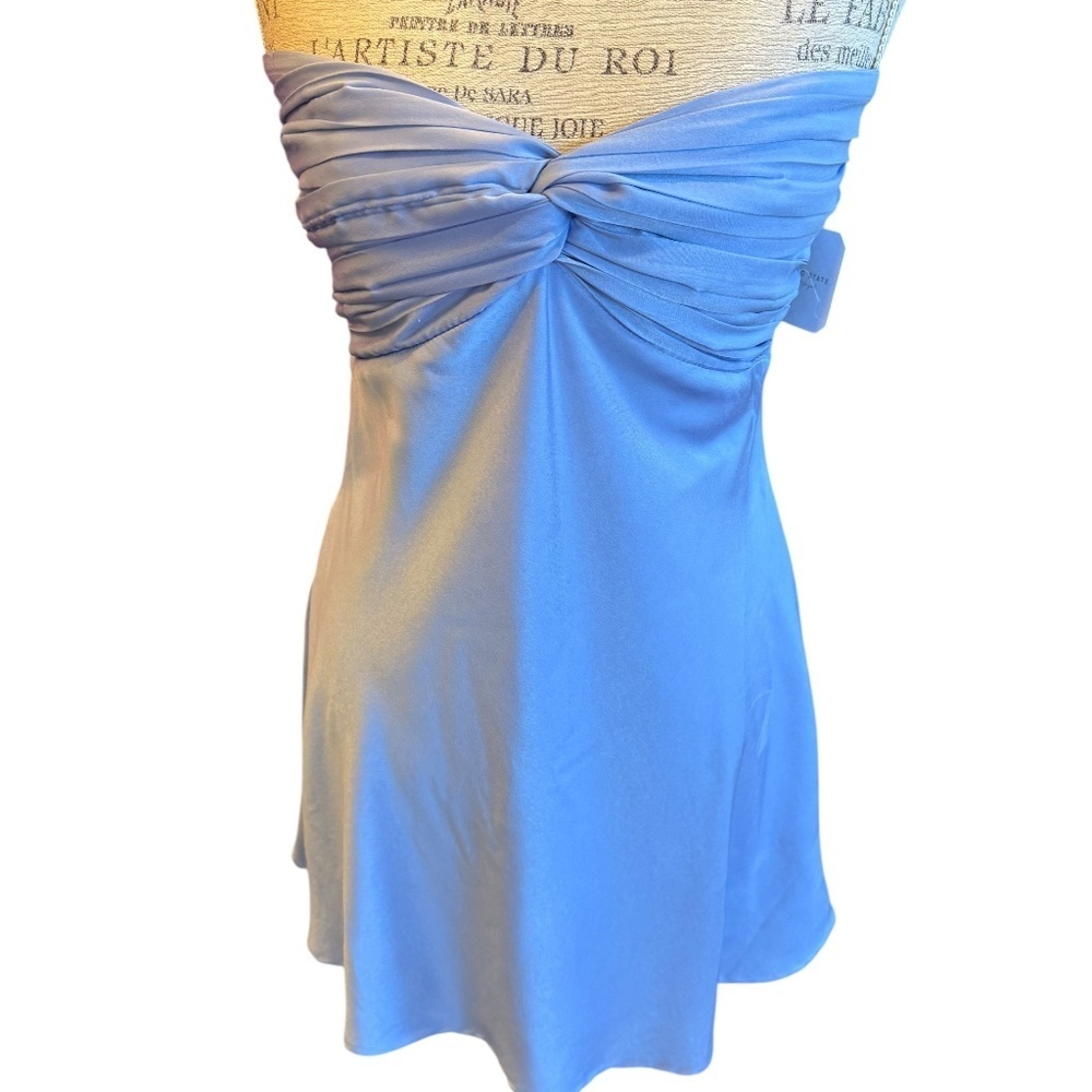 Altar'd State Women's Brinnley Satin Mini Dress Blue L NWT - Picture 3 of 6